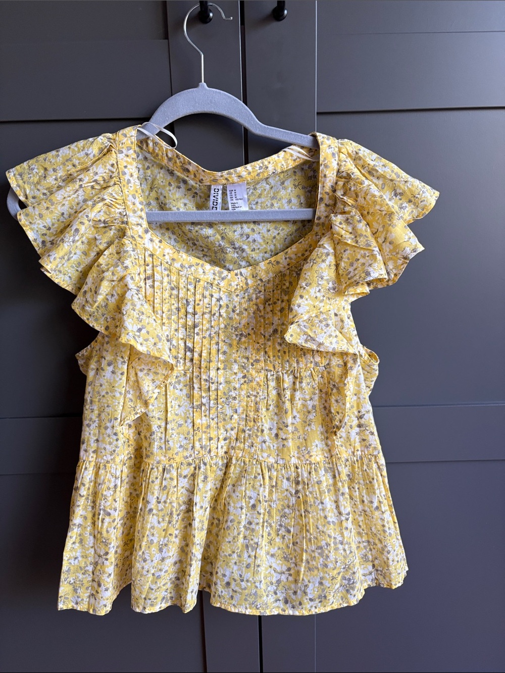 H&M Yellow Floral Smocked Top